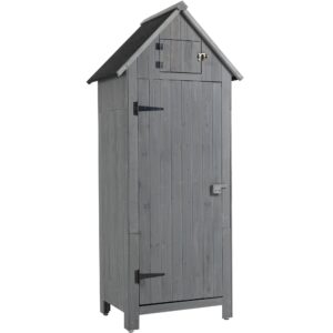 Wooden Garden Storage Shed - 25.6" Compact Tool Cabinet