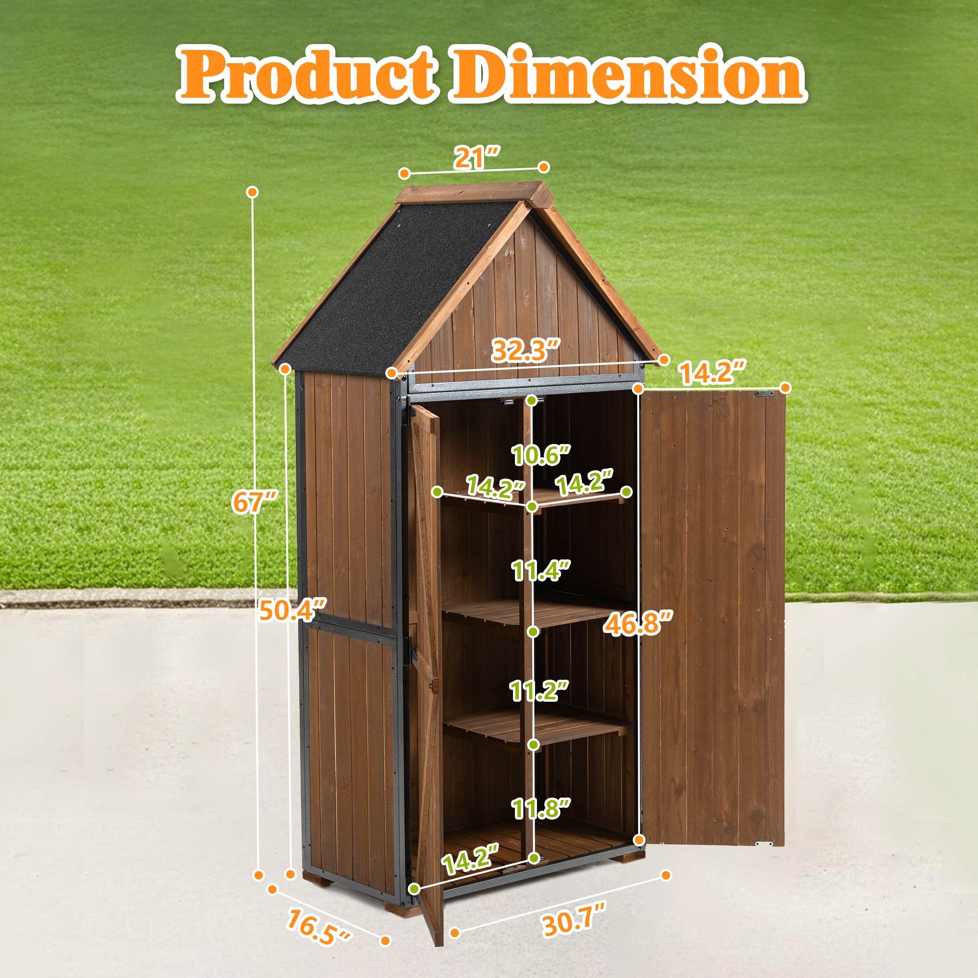 Metal Frame Garden Storage Shed with 5 Compartments - Image 2